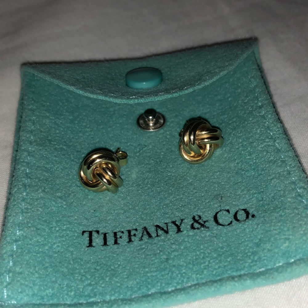 Authentic Tiffany & Co 18k gold knot earrings
